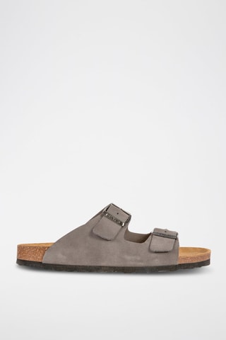 Ciabatte in pelle scamosciata - Grigio scuro