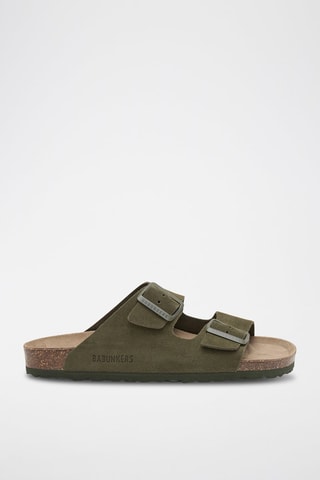 Ciabatte in pelle scamosciata - Verde scuro