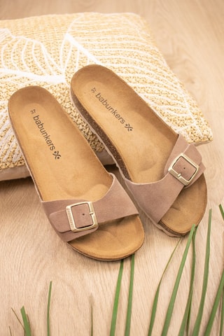 Ciabatte in pelle scamosciata Kloe - Marrone
