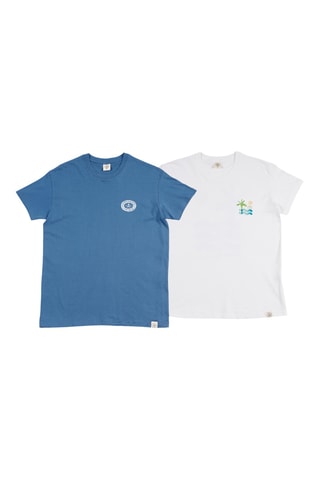 2 T-shirts regular - Wit en blauw