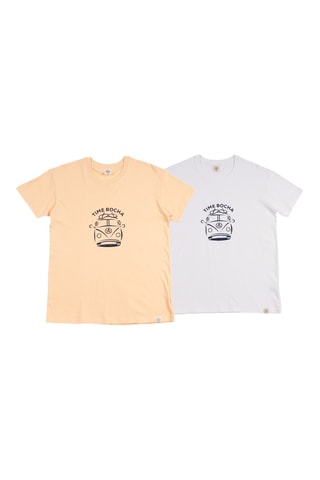2 T-shirts regular - Wit en lichtgeel