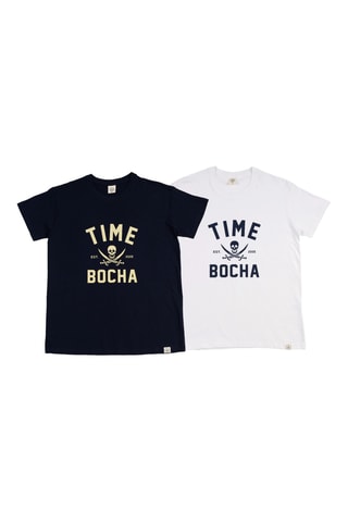 2 T-shirts regular - Wit en marineblauw