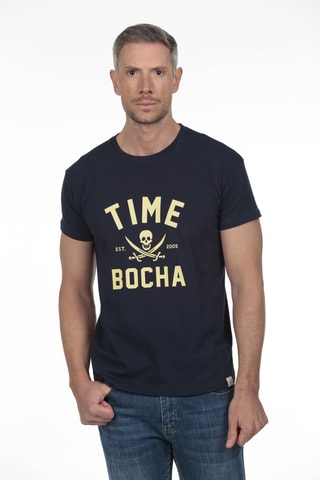 2 T-shirts regular - Wit en marineblauw
