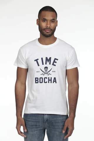 2 T-shirts regular - Wit en marineblauw