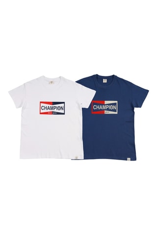 2 T-shirts regular - Wit en blauw
