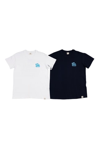 2 T-shirts regular - Wit en marineblauw
