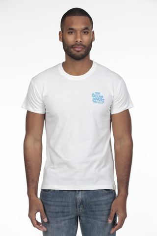 2 T-shirts regular - Wit en marineblauw