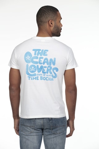 2 T-shirts regular - Wit en marineblauw