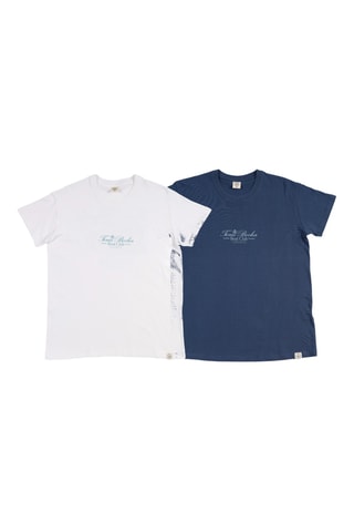 2 T-shirts regular - Wit en blauw