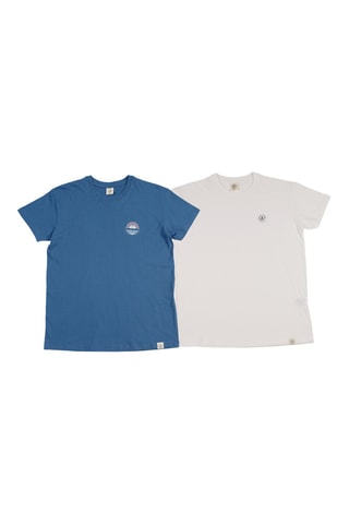 2 T-shirts regular - Wit en blauw