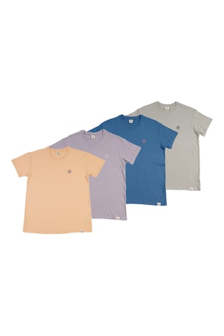 2 T-shirts regular - Blauw, grijs en lichtgeel