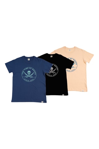 2 T-shirts regular - Blauw, zwart en oranje