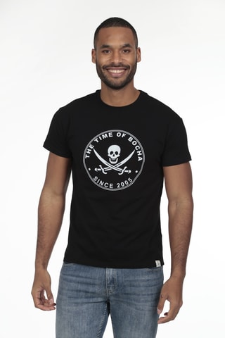 2 T-shirts regular - Blauw, zwart en oranje