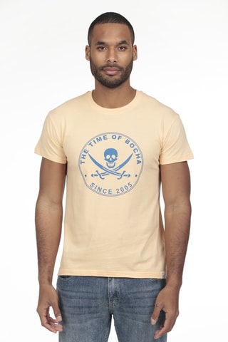 2 T-shirts regular - Blauw, zwart en oranje