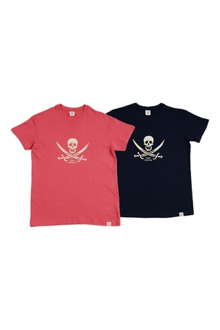 2 T-shirts regular - Marineblauw en koraalrood
