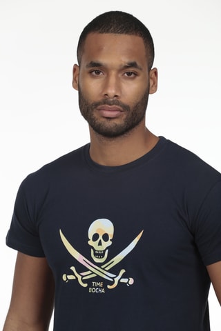 2 T-shirts regular - Marineblauw en koraalrood