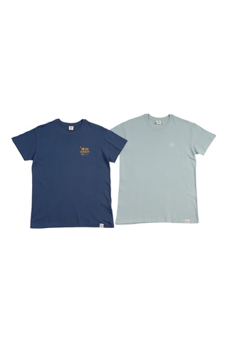 2 T-shirts regular - Blauw en lichtgroen