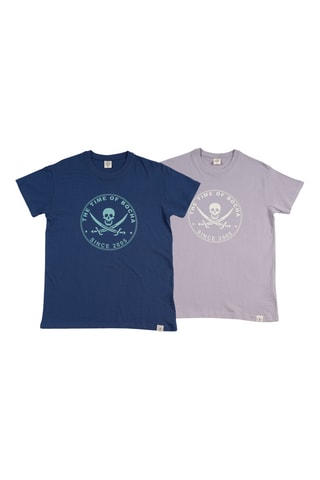 2 T-shirts regular - Blauw en grijs