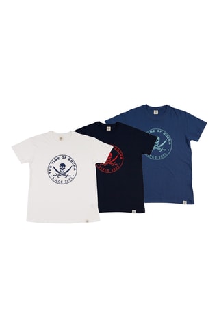 2 T-shirts regular - Wit en marineblauw