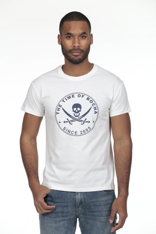 2 T-shirts regular - Wit en marineblauw