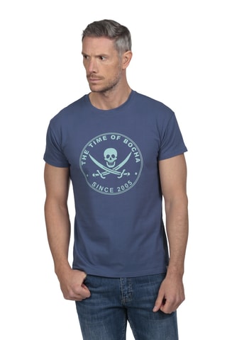 2 T-shirts regular - Wit en marineblauw