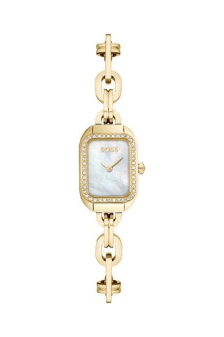 Reloj de cuarzo de acero chapado en ion de oro amarillo - Dorado y blanco