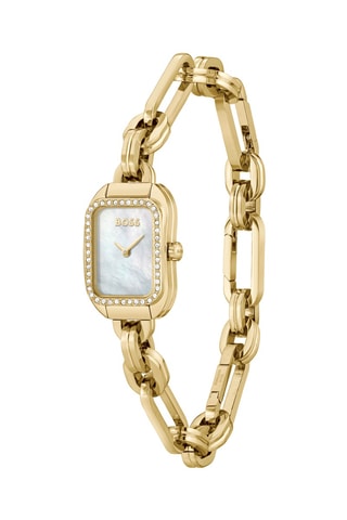 Reloj de cuarzo de acero chapado en ion de oro amarillo - Dorado y blanco
