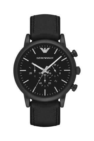 Reloj de cuarzo de piel y silicona - Cronógrafo - Negro