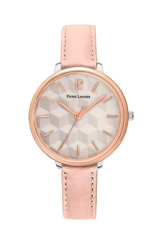 Reloj de cuarzo de piel - Rosa y rosa dorado
