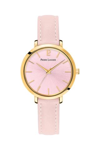Reloj de cuarzo de piel - Rosa y dorado