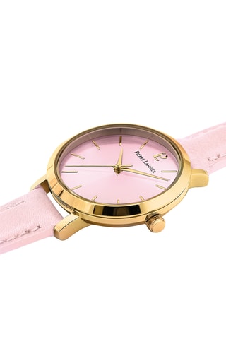 Reloj de cuarzo de piel - Rosa y dorado