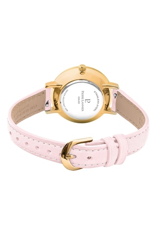 Reloj de cuarzo de piel - Rosa y dorado