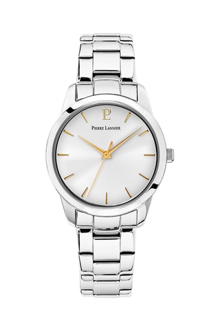 Reloj de cuarzo de acero - Plateado y blanco