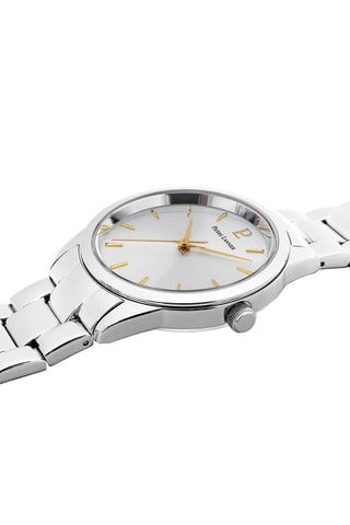 Reloj de cuarzo de acero - Plateado y blanco