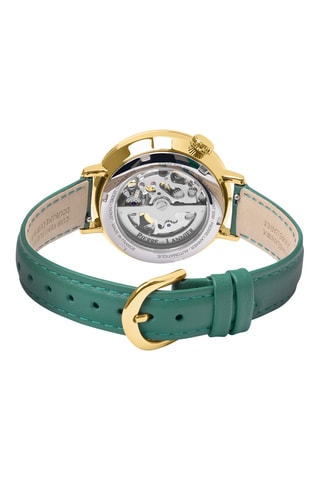 Reloj automático de piel - Verde y dorado