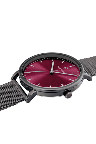 Reloj de cuarzo de acero milanés - Gris y burdeos