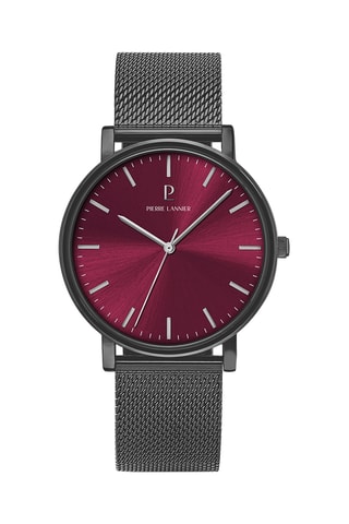 Reloj de cuarzo de acero milanés - Gris y burdeos