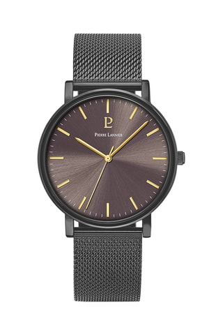 Reloj de cuarzo de acero - Gris y marrón