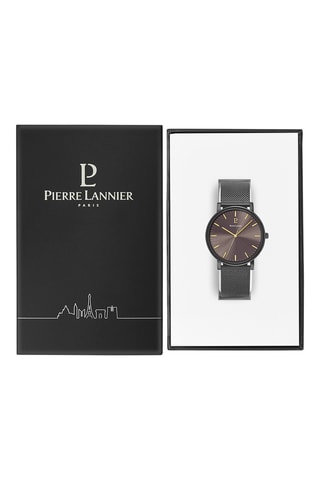 Reloj de cuarzo de acero - Gris y marrón