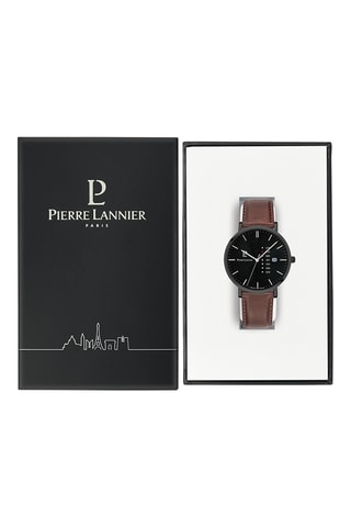 Reloj de cuarzo de piel - Marrón y gris