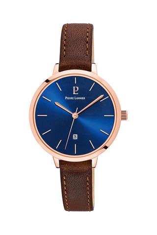 Reloj de cuarzo de piel Echo - Marrón y azul