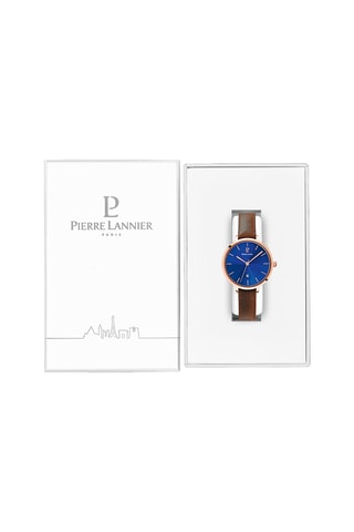 Reloj de cuarzo de piel Echo - Marrón y azul