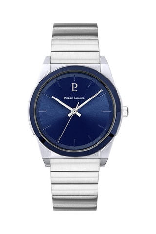 Reloj de cuarzo de acero Candide - Plateado y azul marino