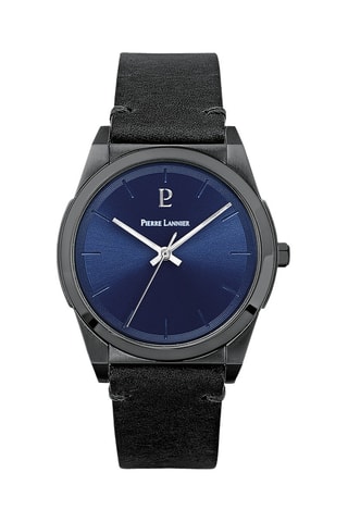 Reloj de cuarzo de piel Candide - Negro y azul marino