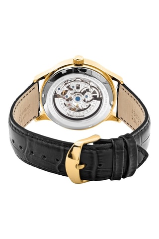 Reloj automático de piel Fleuret - Negro y dorado