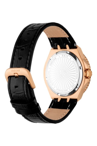 Reloj de cuarzo de piel - Negro y dorado
