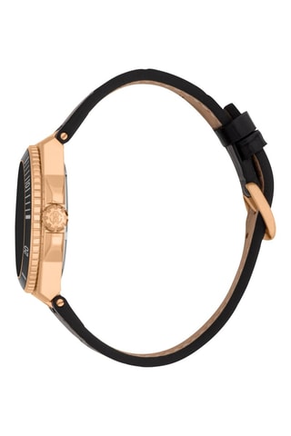 Reloj de cuarzo de piel - Negro y dorado