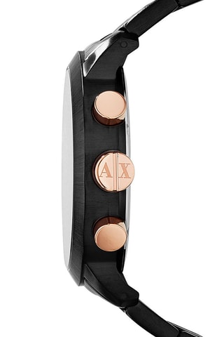 Reloj de cuarzo de acero - Negro y rosa dorado - Cronógrafo