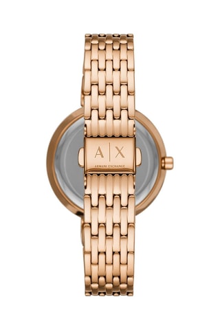 Reloj de cuarzo de acero y cristales - Rosa dorado