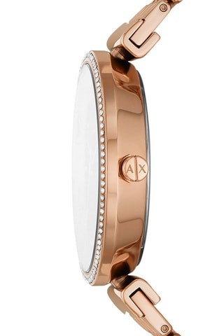 Reloj de cuarzo de acero y cristales - Rosa dorado